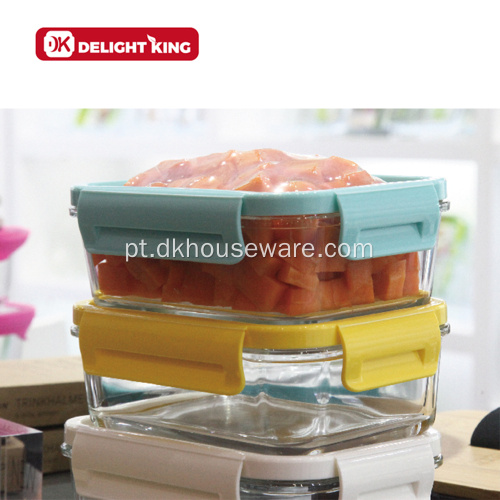 Recipiente para alimentos de vidro com alto teor de borosilicato com tampa de silicone